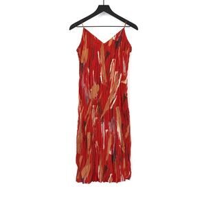 SNIDEL Crinkle Midi Dress Red Orange Cream S